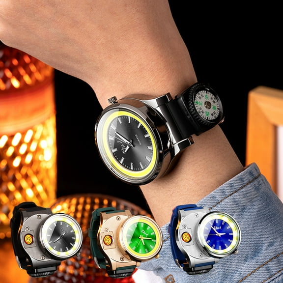 Cool Lighters for Men, Unique Lighters, USB Lighter Wristwatches with Windproof Flameless Lighter