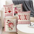 thumbnail image 4 of Valentines Day Pillow Covers 18x18 Inch Set of 4 XOXO Love Heart Holiday Truck Flowers Farmhouse Sofa Throw Pillowcase Cushion Case Home Decoration Wedding Anniversary Decor, 4 of 6