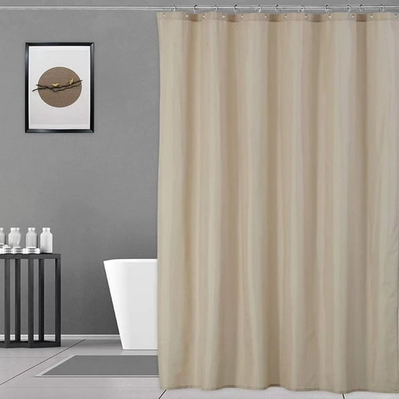 GlowSol Farmhouse Shower Curtain Waterproof Fabric Bathroom Shower Curtain with Rustproof Grommets, 72 x 72 inch, Tan
