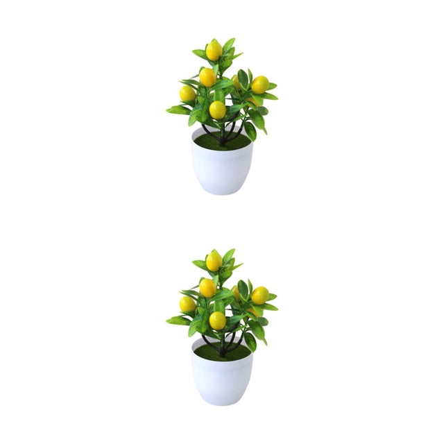 Ruiboury Add Touch Of Green To Living Space Artificial Plant Collection Home Decor Plastic Artificial Potted Plants False Plant lemon 2Set