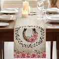 thumbnail image 3 of Table Runners 72 Inches Long Dress Scarves, Pink Roses Farmhouse Kitchen/Dining Table Runner, Coffee Tablerunners, Spring Horseshoes Floral Leaves Vintage 18x72 Inch, 3 of 9