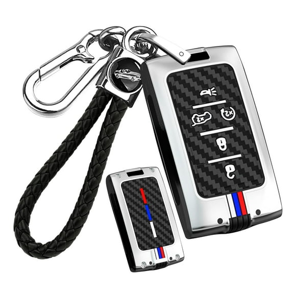 5-Button Key Fob Holder Fit for Jeep Grand Cherokee L 2021-up Metal Key Housing Silicone Car Key Cover for Grand Cherokee Grand Wagoneer 2022-up,Full Protection Key Bag