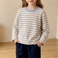 thumbnail image 3 of VIPOIN Striped Long Sleeve Shirt for Kids, Crewneck Casual Soft Daily Top, Sizes 2-12 Years, 3 of 6