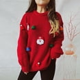 thumbnail image 6 of Women Sweater Women Christmas Sweater Santa Claus Xmas Hat Decor Loose Fit Knitting Tops Round Neck Long Sleeve Autumn Winter Sweater Autumn Winter, 6 of 8