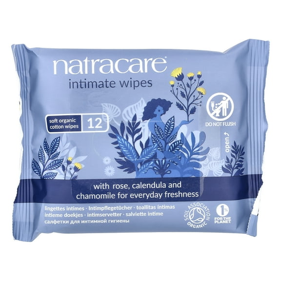 Natracare Natural Organic Cotton Intimate Wipes, 12 Ct