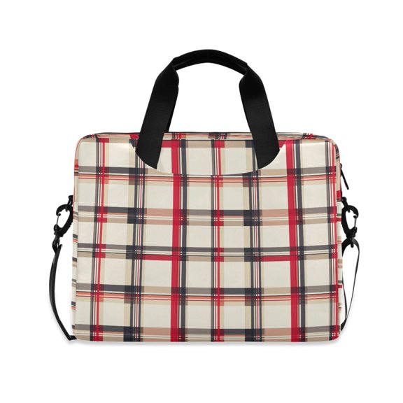FORMRS 16" Laptop Bag Carrying Sleeve Case with Handle Travel Shoulder Briefcase, Red Tartan