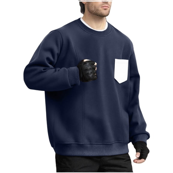 Paiwinds Men's Crewneck Sweatshirt Lightweight for Summer, Solid Color Long Sleeve Pullover with Stretch, Soft Nylon Spandex Blend for Casual Comfort
