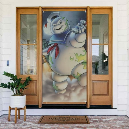 Ghostbusters Stay Puft 1 Door Cover Decorated Banner Tapestry Home Decoration Holiday Party Supplies Door Banner Porch Sign Banner 72.8 x 35.4 Inch