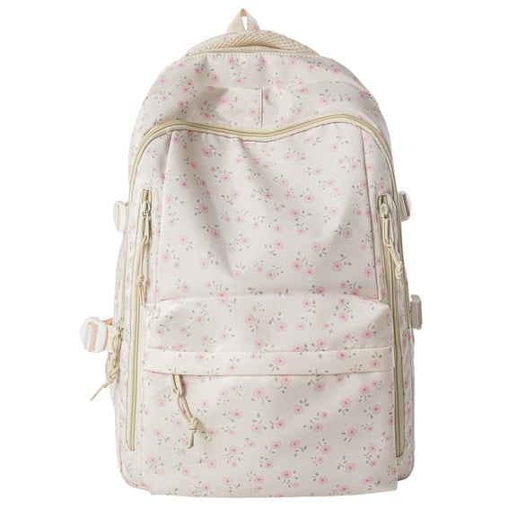 Floral Backpack Cute Coquette Backpack Aesthetic Flower Back Pack with Bear Pendant