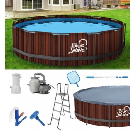 Spash Net Splashnet Xpress NB19890 15 ft. 48 in. Deep Round Rustic Cedar Swimming ...