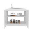 thumbnail image 3 of Rainlex Zurich 39" Utility Sink Cabinet with Stainless Steel Sink, White Two-Door Base Cabinet with Shelves for Kitchen, 3 of 9