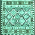 thumbnail image 1 of Ahgly Company Indoor Square Southwestern Turquoise Blue Country Area Rugs, 7' Square, 1 of 4