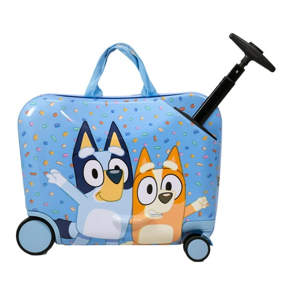 Kid's BBC Bluey Bingo Character Ride On Scooter Hardside Luggage for Boys and Girls -Light Blue