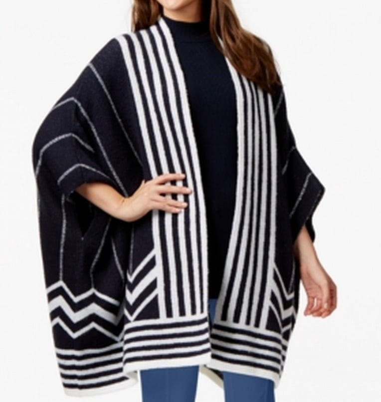 alfani striped poncho sweater