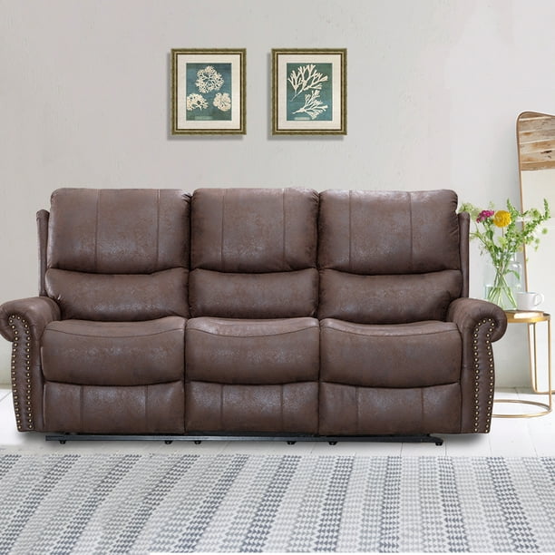 Recliner Sofa Leather 3 Seater For, Light Brown Leather Recliner Couch