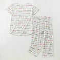 thumbnail image 4 of Women Pajamas Set Summer Short Sleeve Tshirts Top Capri Pants Sleepwear Two Piece Loungewear Pjs Nightwear, 4 of 9