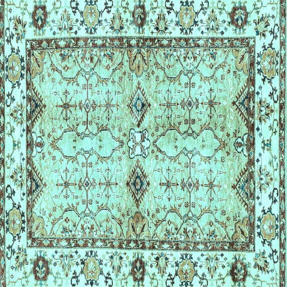 Ahgly Company Indoor Square Abstract Light Blue Modern Area Rugs, 3' Square