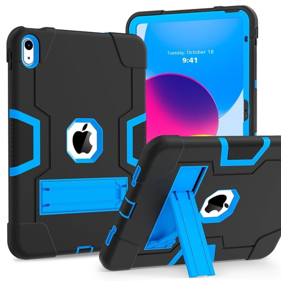 for iPad 10th Generation 2022 11 inch tablet Case A2696 A2757 A2777 iPad 10.9 inch / 11 Inch Tab case for iPad 10th Gen with Kids Hard PC Soft Silicone Protective Cover black blue