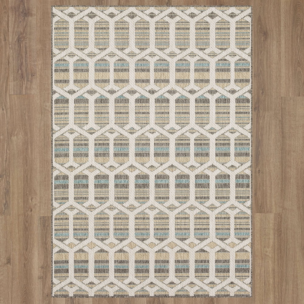 Mohawk Home Clemente Geo Outdoor Area Rug, Light Grey, 5' 3" x 7' 6"