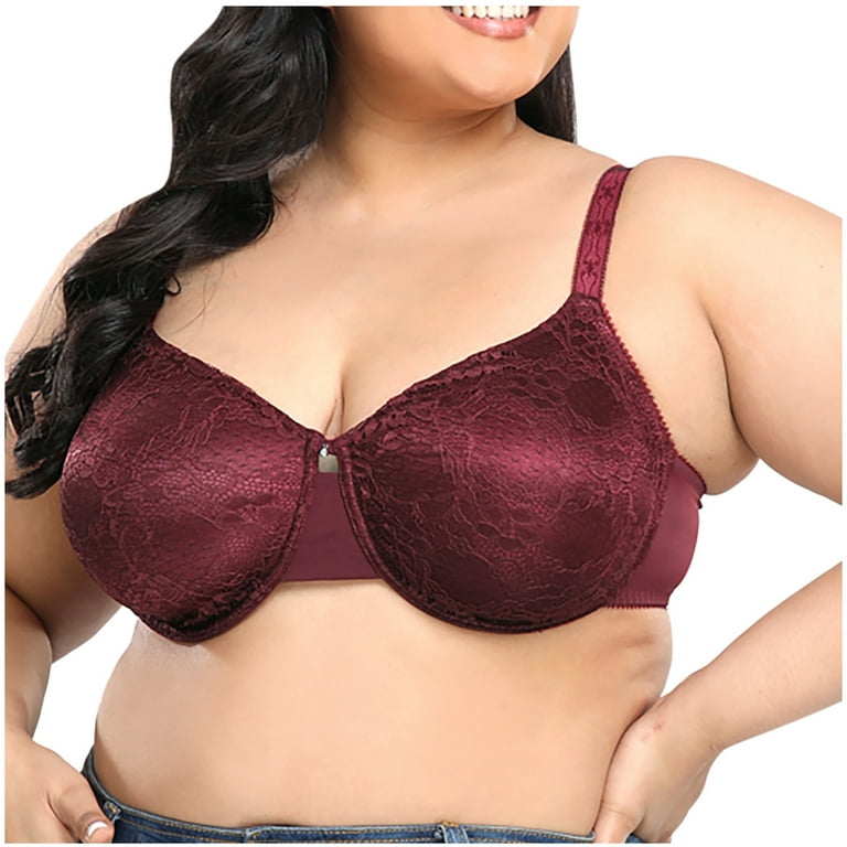 HWRETIE Bras for Women Plus Size Clearance Women's Plus Size Seamless Push  Up Lace Sports Bra Comfortable Breathable Base Tops Underwear Rollbacks