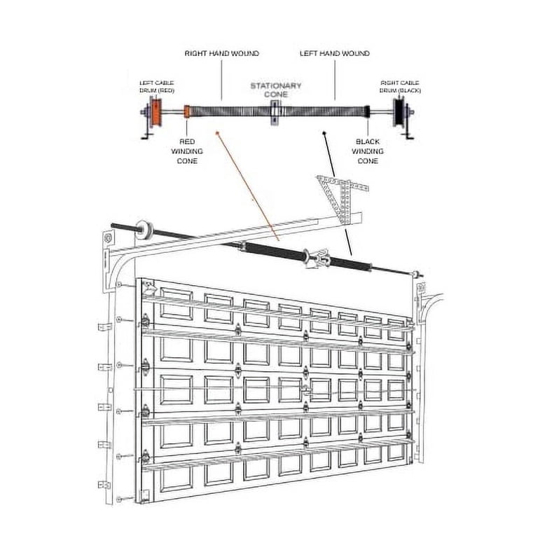 G.A.S Garage Door Torsion Spring 207 X 1.75 X 31 – Left Hand Wound, Includes 1" Steel Bearing & Winding Bars, Black Finish