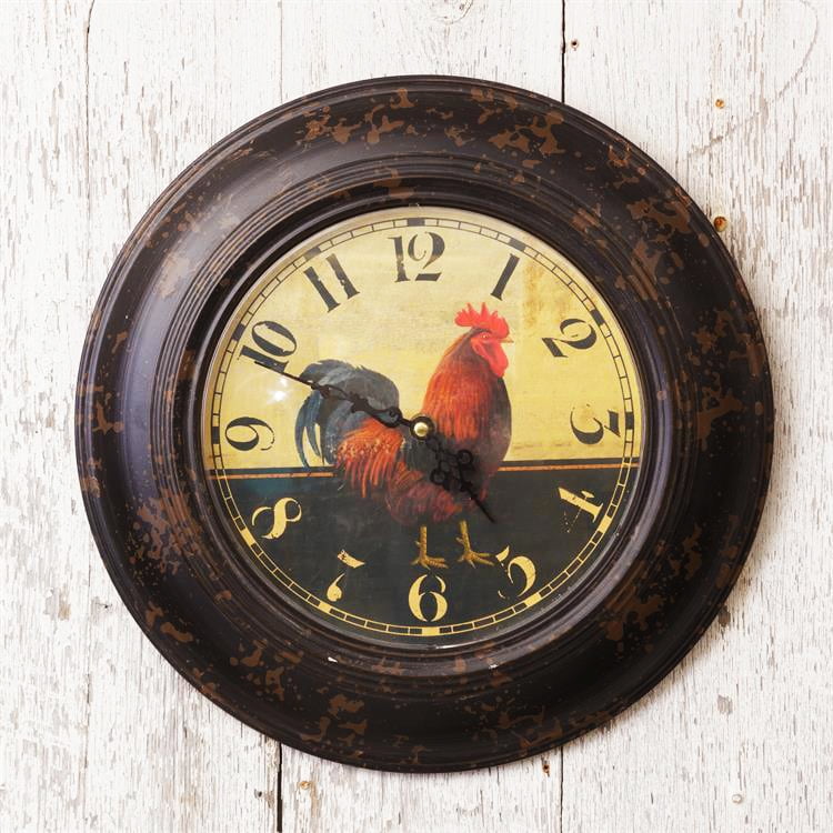 Red Rooster Country Wall Clock