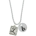 thumbnail image 1 of Delight Jewelry Silvertone Pebble Border Initial - L Silvertone Script Initial Disc - & - Charm Necklace, 20"+3", 1 of 4