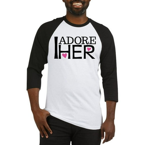 CafePress - Mens I Adore Her Matching Baseball Jersey - Cotton Baseball Jersey, 3/4 Raglan Sleeve Shirt