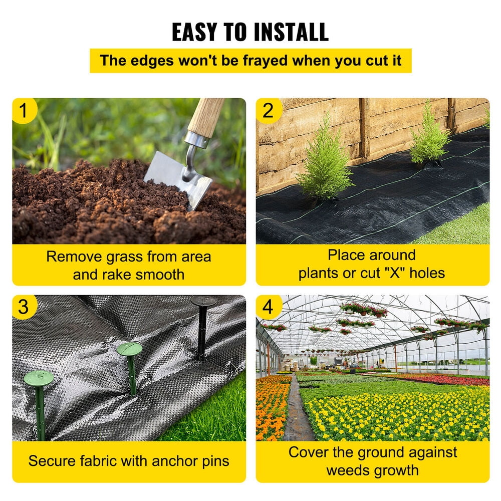 Weed Barrier Landscape Fabric Geotextile Fabric 6 x 250 FT 4.1OZ PP Woven for Garden, Planting
