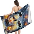 thumbnail image 2 of PHYHOO  Christmas Cute Penguins Beach Towel Cute Animal Penguins Camping Towels Microfiber Sand Free Quick-Dry &amp; Super Absorbent for Bathroom Swim 30x60in, 2 of 8