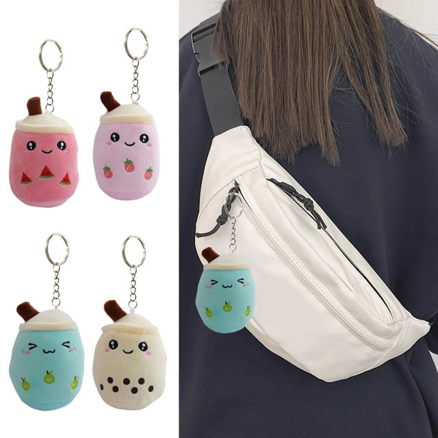 CNKOO Cute Milk Tea Cup Plush Keychain Bubble Tea Stuffed Doll Pendant Super Soft PP Cotton Fully Filled Plushies Keyring Backpack Decor Kids Girl Gift Red One Size