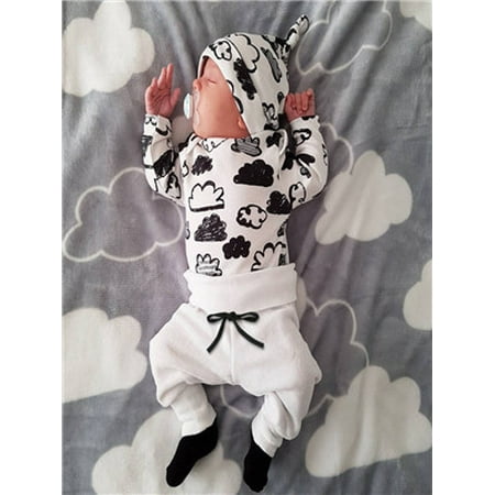 Infant Baby Bows - Newborn Infant Baby Girl Boy Cloud Print T Shirt Tops+Pants Outfits Clothes Set