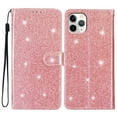 thumbnail image 6 of For iPhone 11 Pro Wallet Case Bling Shiny Premium PU Leather with RFID Blocking Card Slots Holder Magnetic Flip Kickstand Shockproof Wrist Strap Cover For iPhone 11 Pro, Rosegold, 6 of 7