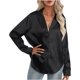 thumbnail image 3 of Camisas de manga larga para mujer, blusas de satén con botones, camisas casuales de oficina de negocios, cuello de solapa, blusas de seda con bolsillo, 3 of 5