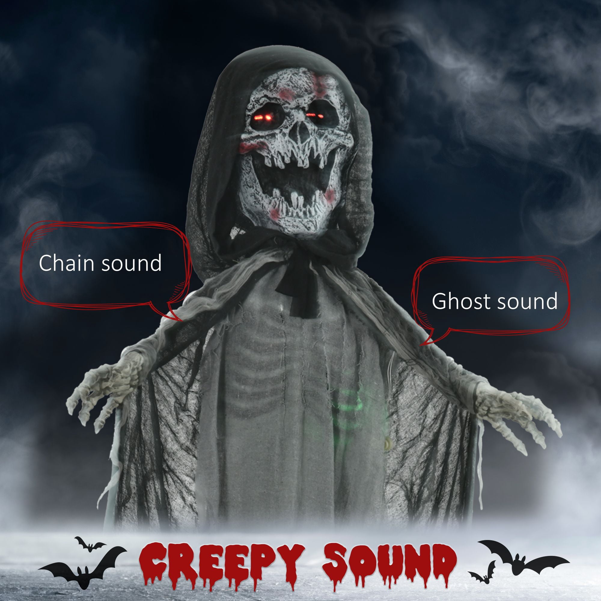 74 Inch Animated Skeleton Witch Halloween Decoration with Sound and Motion