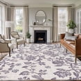 thumbnail image 2 of Purple Floral Leaf Large Area Rugs for Bedroom Living Room, Soft Non Slip Carpet Bedside Rug, Retro Farmhouse Plant Tree Branch Rectangular Floor Cover Kitchen Accent Rug 5'x8' for Dining Room/Office, 2 of 9