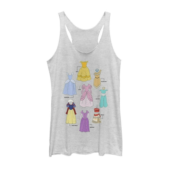 Women's Disney Princesses Favorite Outfit  Racerback Tank Top White Heather 2X Large