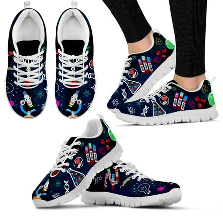 

Medical Nurse Shoes Comfortable Cartoon Examination Department Printed Shoes Blue Lace-up Flat Sneakers Zapatos