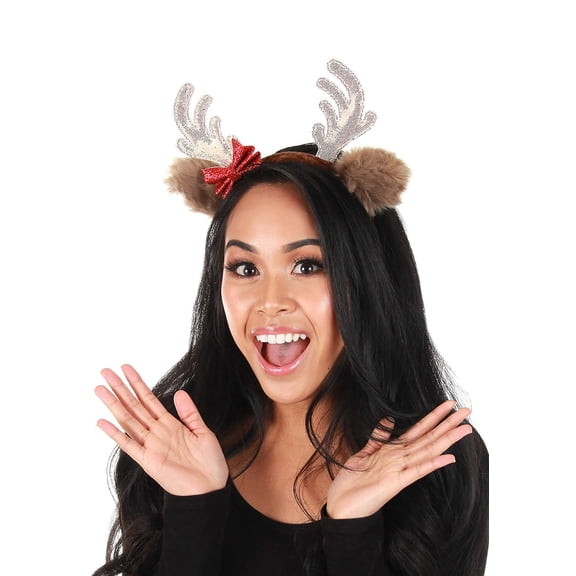 Reindeer Glitter Bow Headband