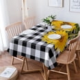 thumbnail image 4 of Rectangle Tablecloth Waterproof for Kitchen, Rustic Farm Sunflower Black and White Buffalo Plaid Polyester Wrinkle Textured Tablecloths, Indoor/Outdoor Decor Desktop Protectors Tablecloths, 60"x102", 4 of 6