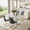 Table + Four Gray dining chairs, variant on LUFTUT Modern Kitchen and Dining Table and Chairs Set - 63in Grey Rectangular Table with Faux Marble Top and 6 Dark Gray Faux Leather Chairs - Ideal for Dining Room,Easy Assembly
