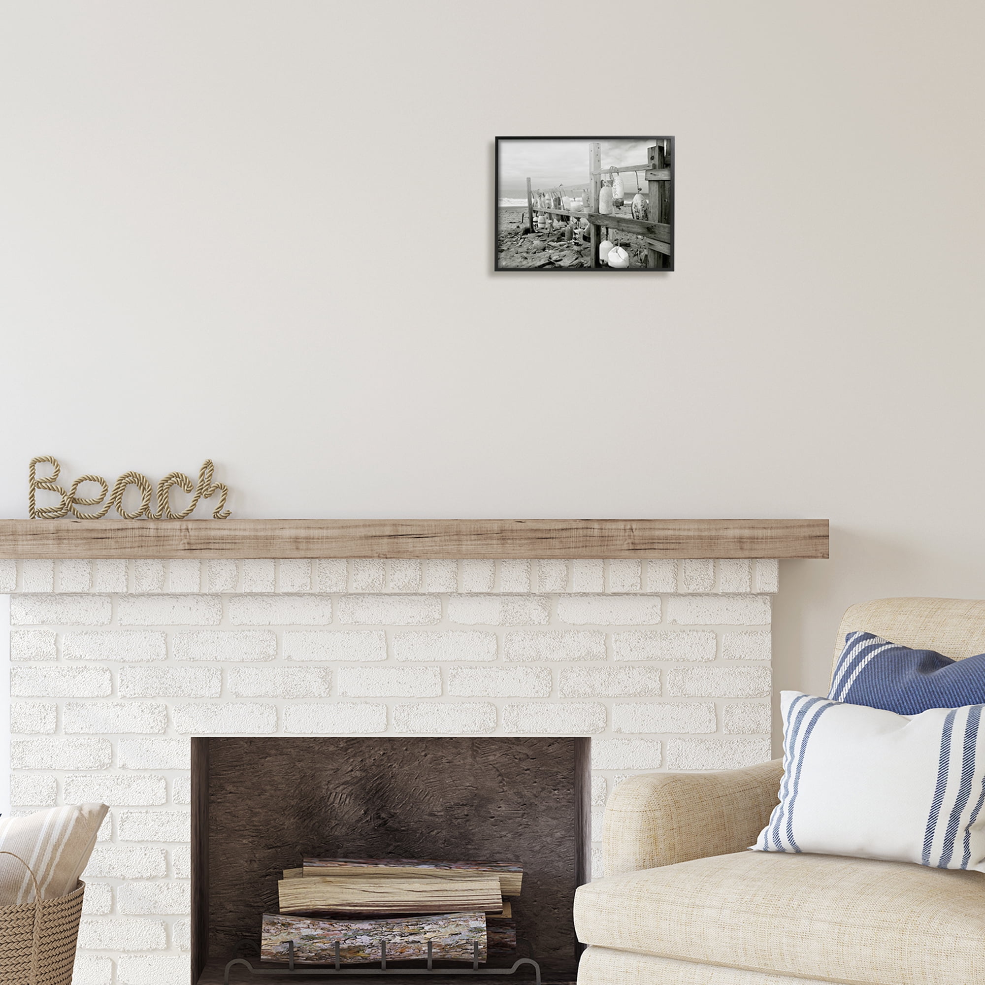 Stupell Industries Nautical Buoys Landscape Landscape Photography Black Framed Art Print Wall Art, 14 x 11
