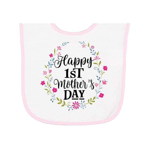 Inktastic Happy 1st Mothers Day Girls Baby Terry Cloth Bib