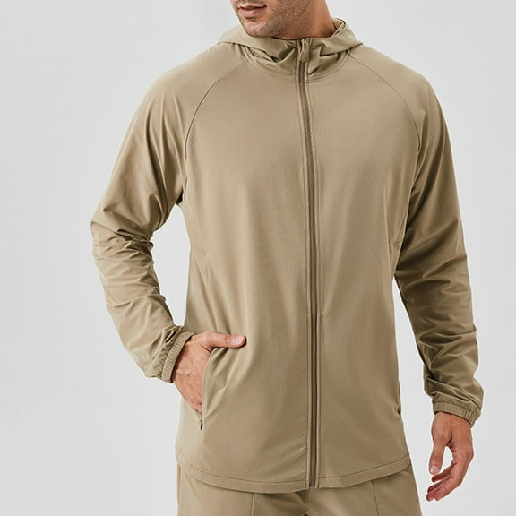 Pejock Men's Lightweight Summer Jacket - Breathable Running-Climbing Windbreaker with Zippered Pockets, Loose Fit Hooded Outdoor Sportswear for Casual Daily Wear