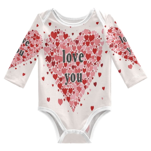 Ttddzy 100% Cotton Baby Bodysuits, Long sleeves with drop shoulders Design, Red Valentine's Day for 3-24M
