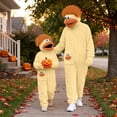 thumbnail image 2 of AHMOMEI Fuzzy Pajamas Big Mouth Monster Teen Onesie with Shoes and Comb Oversized Plush Fleece Hooded Jumpsuit for Hallowe Party & Loungewear(Yellow, 140), 2 of 7