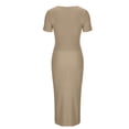 thumbnail image 3 of Women's Short Sleeve Deep V Neck Knitted Bodycon Nightclub Party Button Sweater Dress, 3 of 4