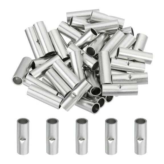 50 Pcs Non Insulated Butt Connectors 8AWG Tinned Copper Wire Connector BN8 for Electrical Wire Crimp Ferrule Terminals