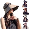 thumbnail image 7 of Women Sun Hat Stripe Contrast Color Sunscreen Bucket Hat, 7 of 7