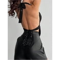 thumbnail image 2 of Women's Sexy Halter Going Out Top Open Back Deep V Neck Sleeveless Vest Tank Tops Party Clubwear, 2 of 5